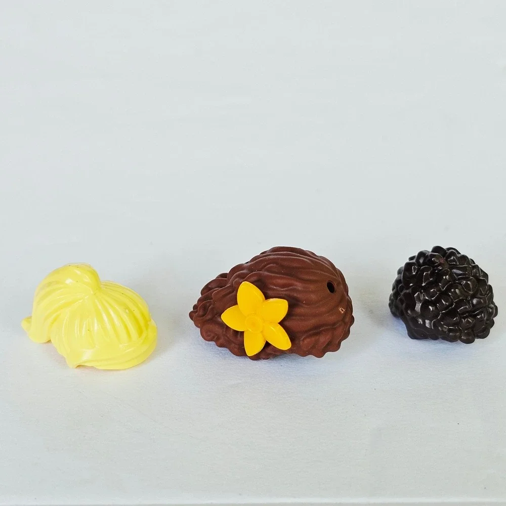 Lego Friends Mini Doll Hair Replacement Pieces Blonde Brown Curly Lot 3pc